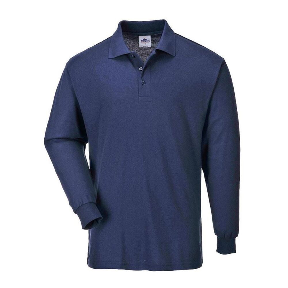 Portwest Mens Genoa Long-Sleeved Polo Shirt / Navy